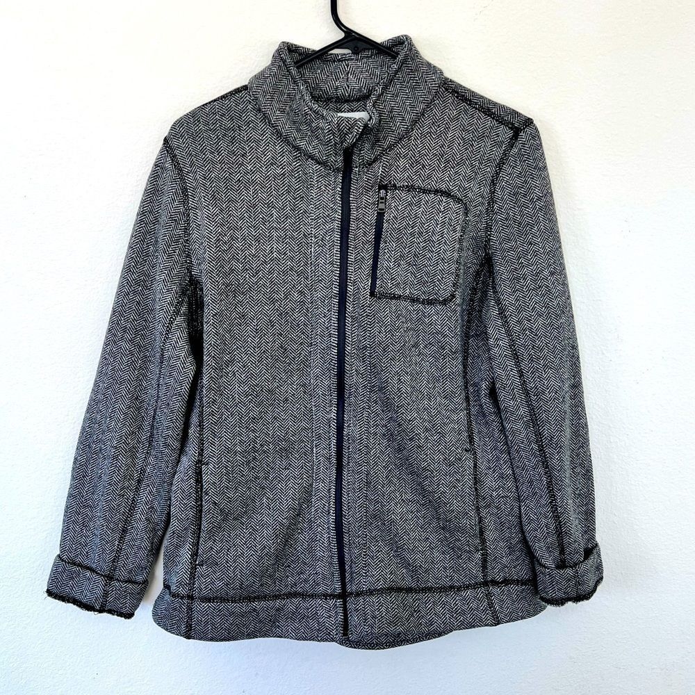 MARC NEW YORK Women's Performance Fleece Lined Full-Zip Sweater B&W Herringbone